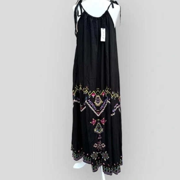Anthropologie Dress Black and White Embellished Maxi Sundress - Picture 3 of 8